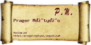 Prager Mátyás névjegykártya